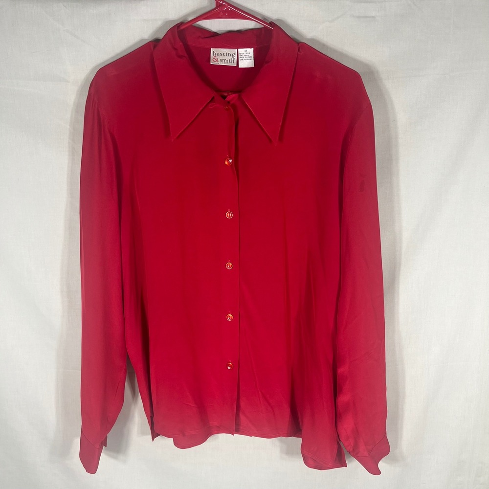 Hasting & Smith Silk Blouse Red Womens Medium